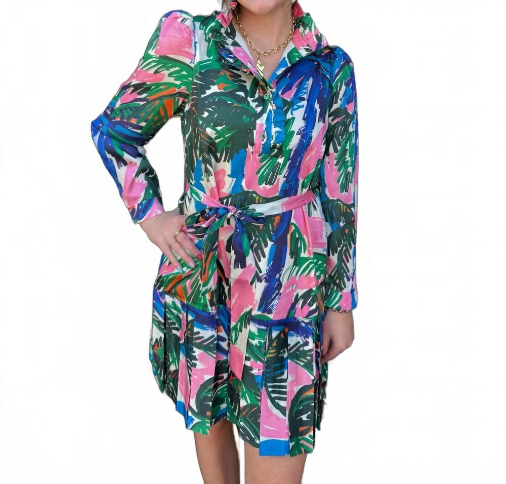 NEW AMELIA'S pleated flounce dress in painted palms
